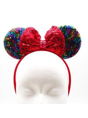 Headband Disney MInnie Mouse Ears Sequins Sparkle Mickey Vacation Glam Trendy